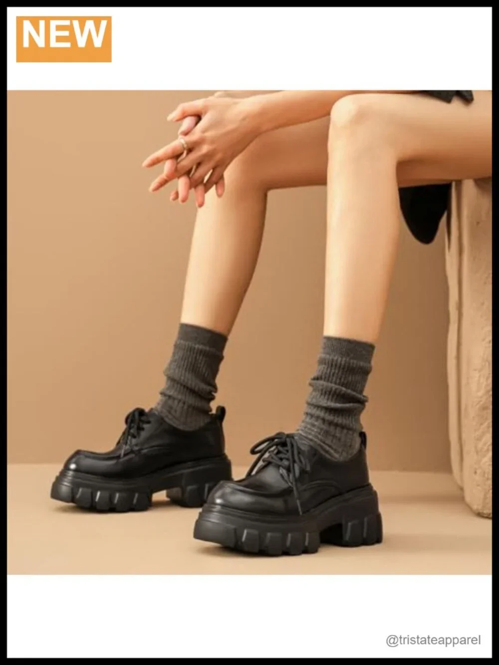 Women's Leather Platform Oxfords Lace Up Chunky Dress Shoes
